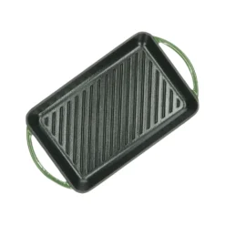 Grillpan, gietijzer, groen, 33 x 22 cm