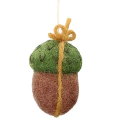Hanger eikel met gele strik, vilt