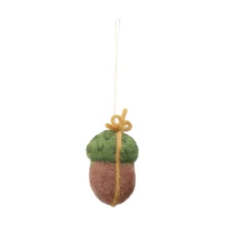 Hanger eikel met gele strik, vilt
