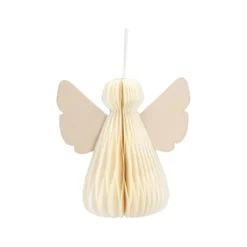 Hanger engeltje, papier, honingraat, wit, 8 cm