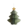 Hanger kerstboom, papier, honingraat, groen, 9 cm