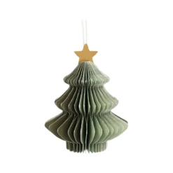 Hanger kerstboom, papier, honingraat, groen, 9 cm