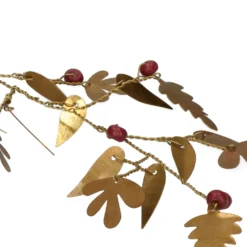 Hanger met kraaltjes en blaadjes, brass, 25 cm