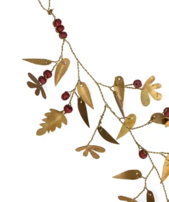 Hanger met kraaltjes en blaadjes, brass, 25 cm