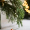 Hanger paddenstoel met stippen, glas, rood, 9 cm