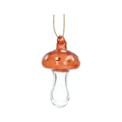Hanger paddenstoel met stippen, glas, rood, 9 cm
