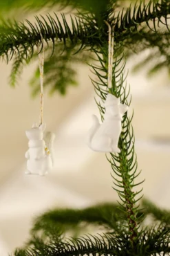 Hanger, porselein, eekhoorn, wit en goud