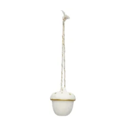Hanger, porselein, eikeltje, wit en goud