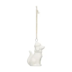 Hanger, porselein, hond, wit en goud