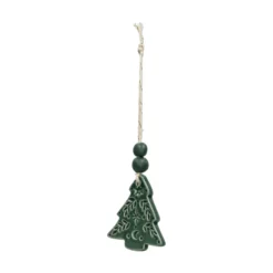 Hanger, porselein, kerstboom, groen