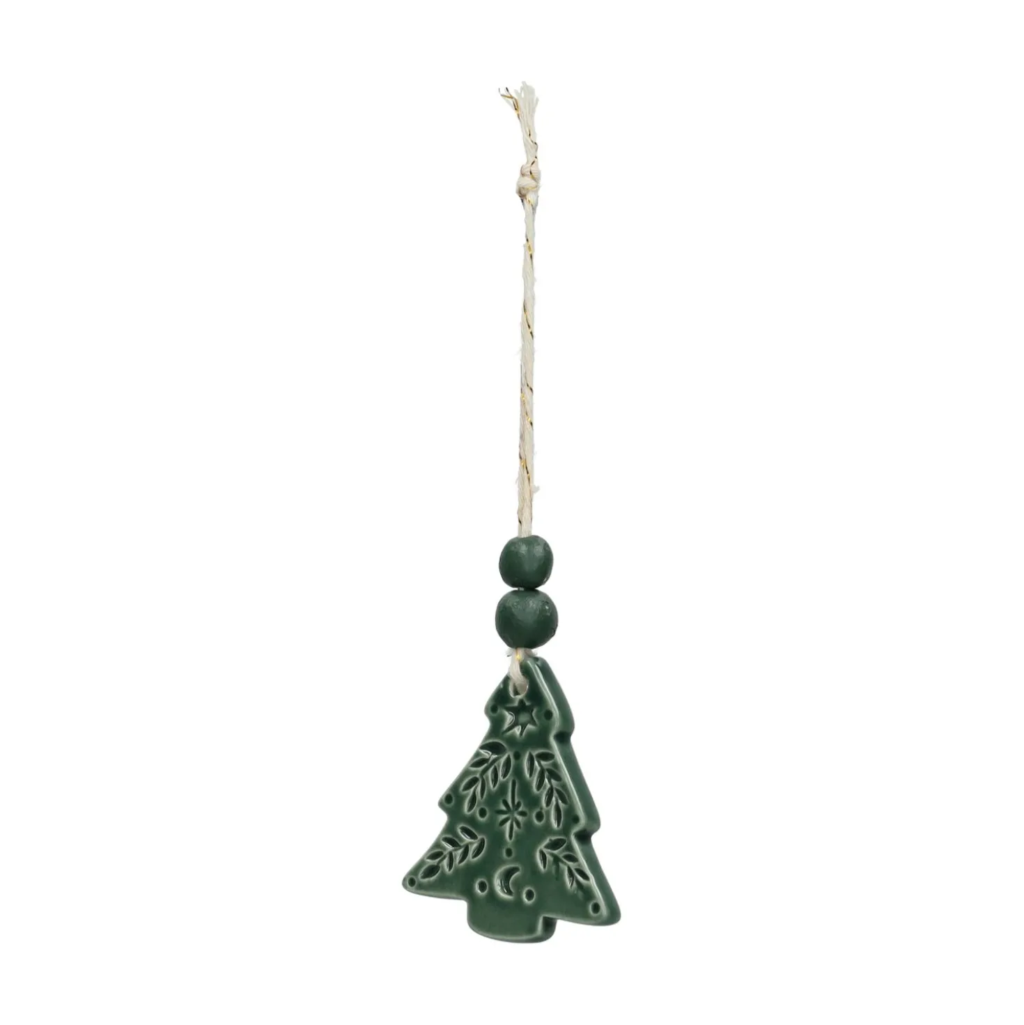 Hanger, porselein, kerstboom, groen