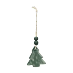 Hanger, porselein, kerstboom, groen