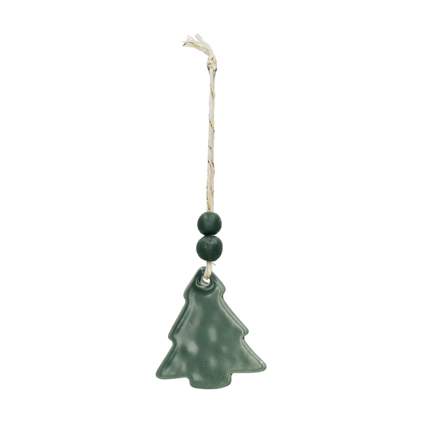 Hanger, porselein, kerstboom, groen
