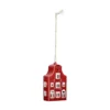 Hanger, porselein, klokgevelhuisje, rood