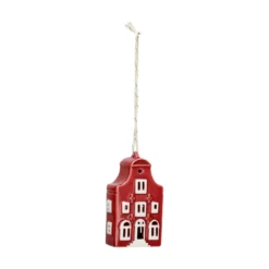Hanger, porselein, klokgevelhuisje, rood