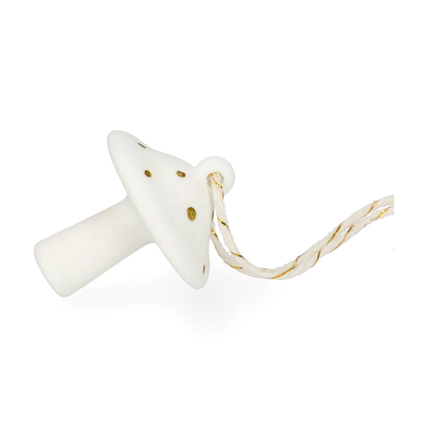 Hanger, porselein, paddenstoel, wit en goud