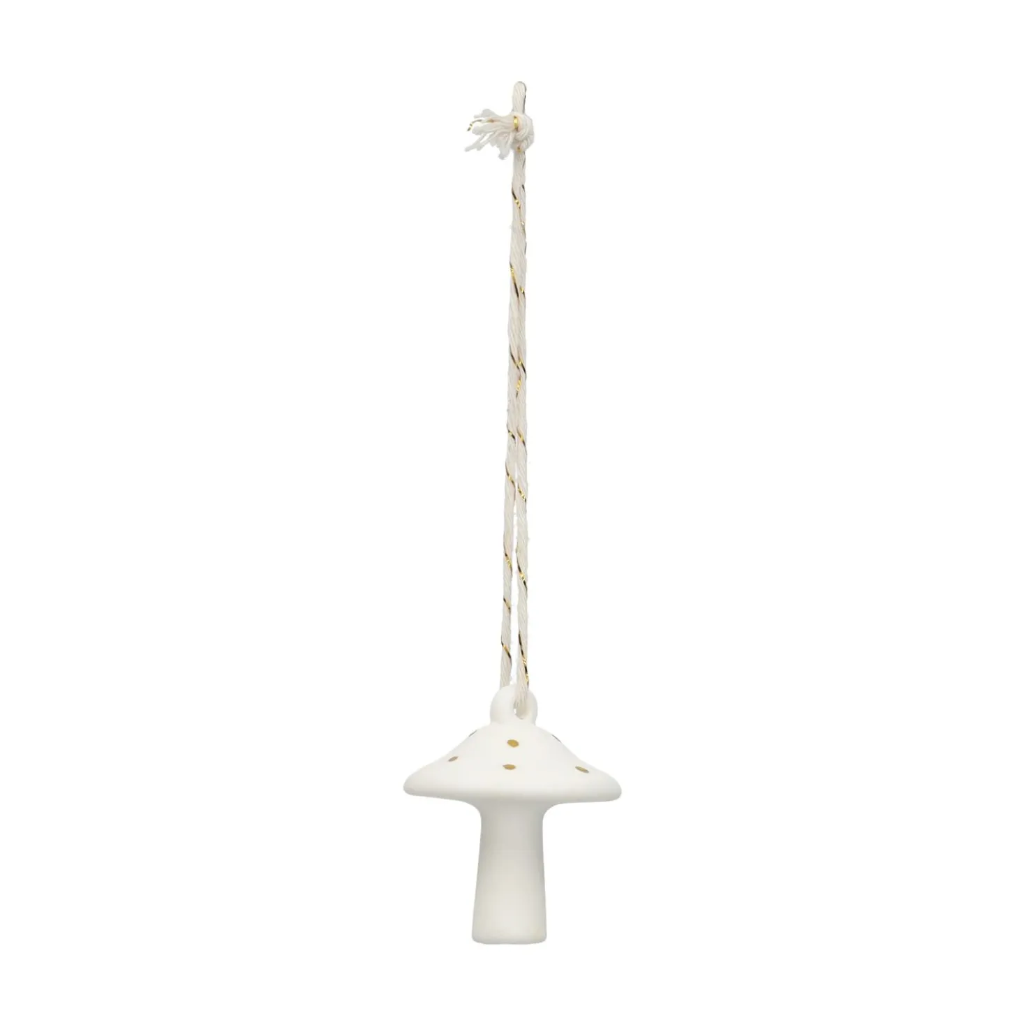 Hanger, porselein, paddenstoel, wit en goud