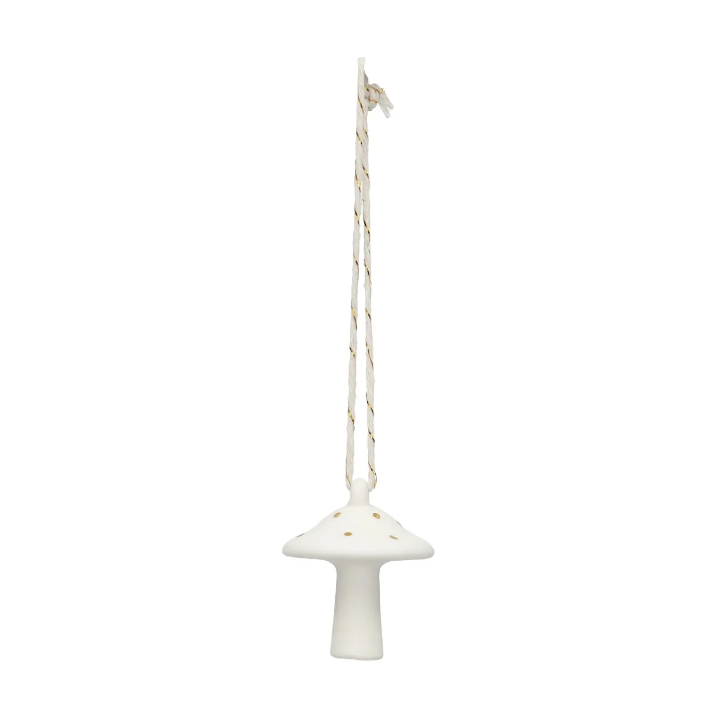Hanger, porselein, paddenstoel, wit en goud