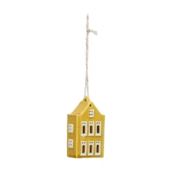 Hanger, porselein, puntgevelhuis, geel