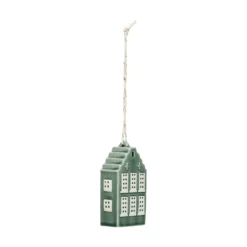 Hanger, porselein, trapgevelhuis, groen