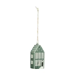 Hanger, porselein, trapgevelhuis, groen