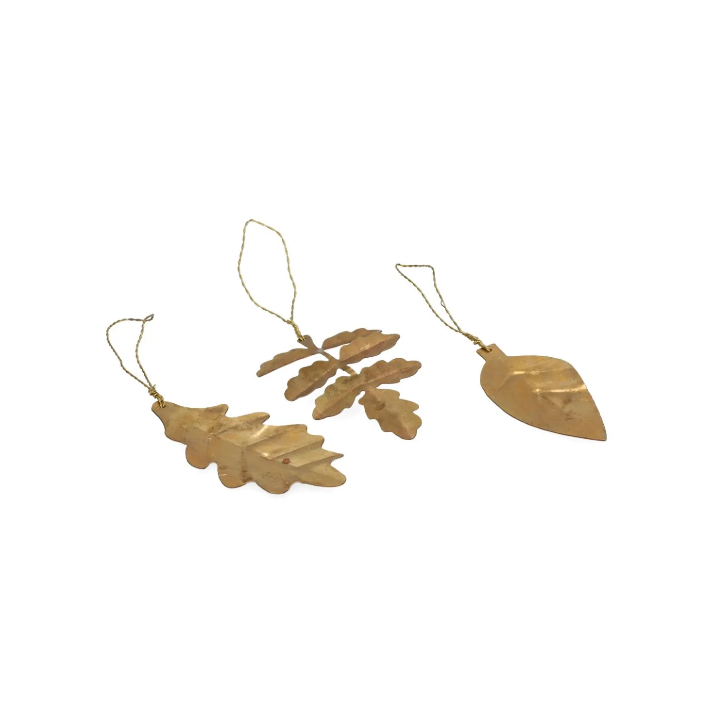 Hangers, brass, blaadjes, set van 3