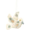 Hanger, vilt, duif met bloem, geborduurd
