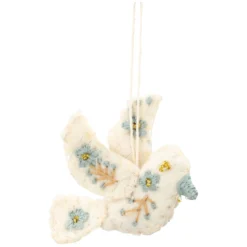 Hanger, vilt, duif met bloem, geborduurd
