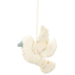 Hanger, vilt, duif met bloem, geborduurd