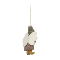 Hanger, vilt, engel met lila jurk en kaars