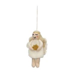 Hanger, vilt, engel met witte jurk en ster