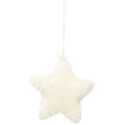 Hanger, vilt, witte ster met bloem, geborduurd