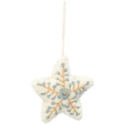 Hanger, vilt, witte ster met bloem, geborduurd