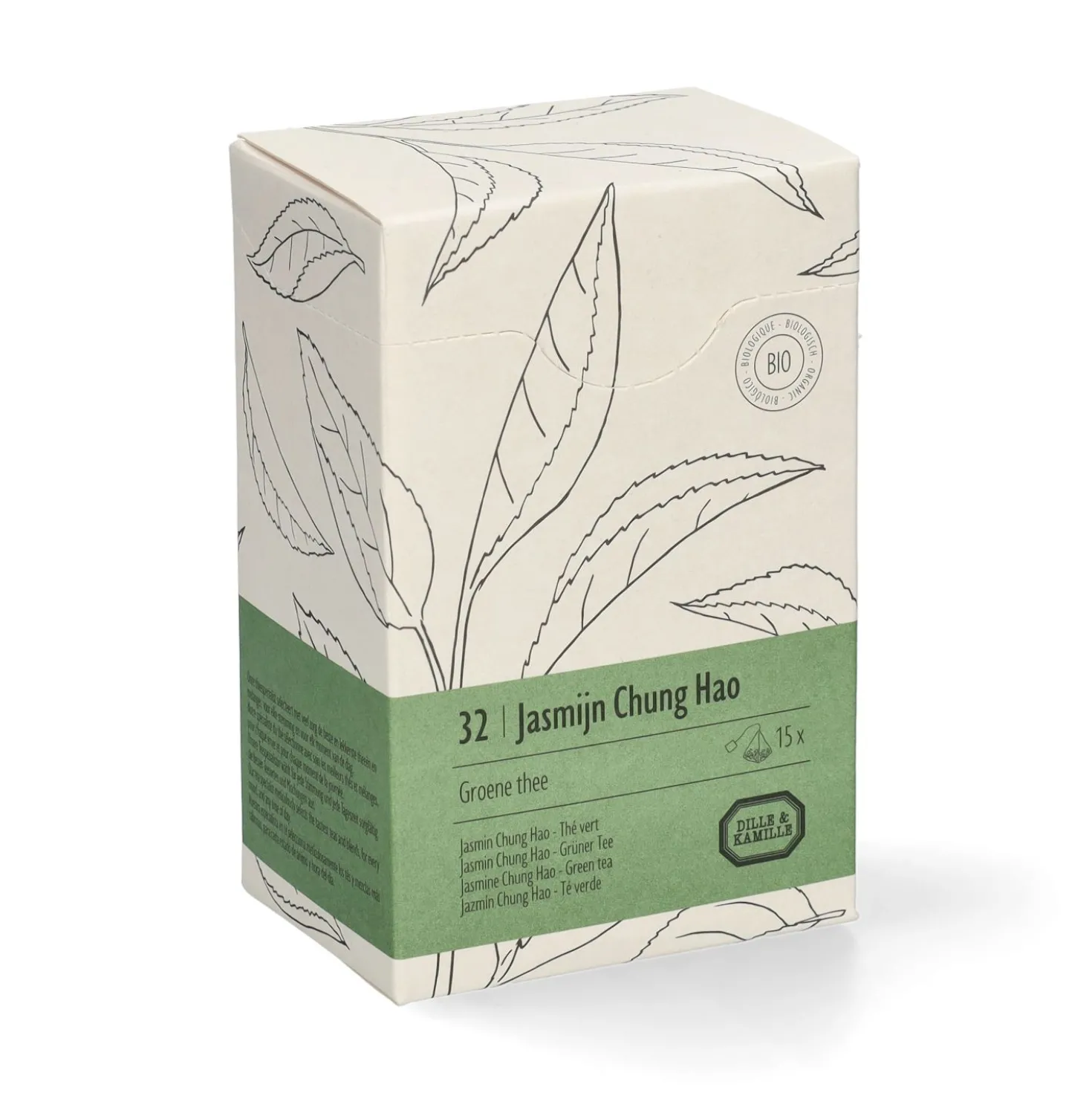 Jasmijn Chung Hao, biologisch, groene thee, 15 theebuiltjes