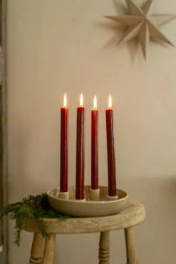 Kaarsenhouder voor 4 kaarsen, porselein, lichtbruin, 23 cm