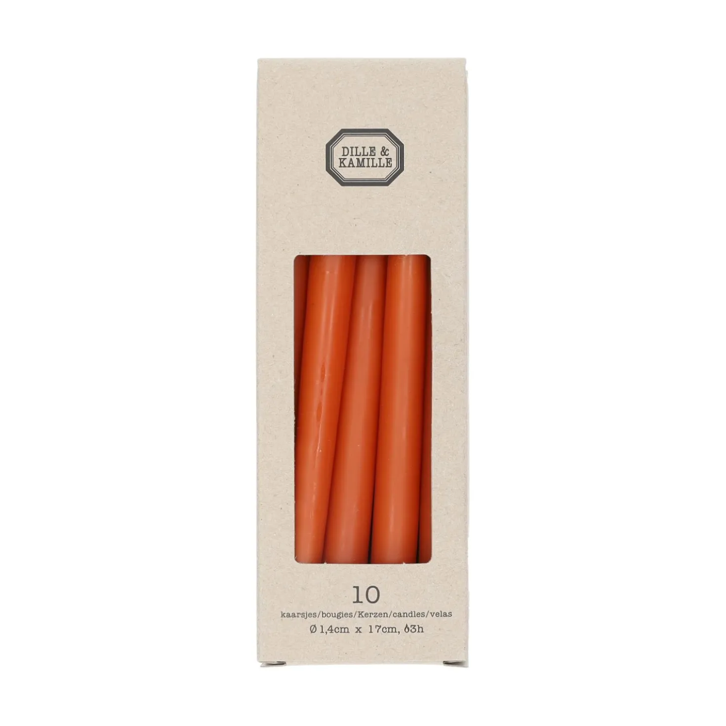 Kaarsjes smal, terra, 17 cm, 10 stuks