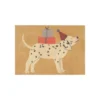 Kaart, dalmatiër met feesthoed en cadeau