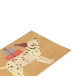 Kaart, dalmatiër met feesthoed en cadeau