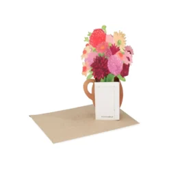 Kaart 3D met envelop, dahlia's