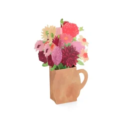 Kaart 3D met envelop, dahlia's