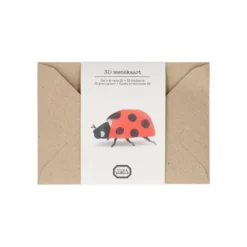 Kaart 3D met envelop, lieveheersbeestje