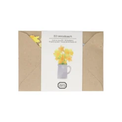 Kaart 3D met envelop, narcissen