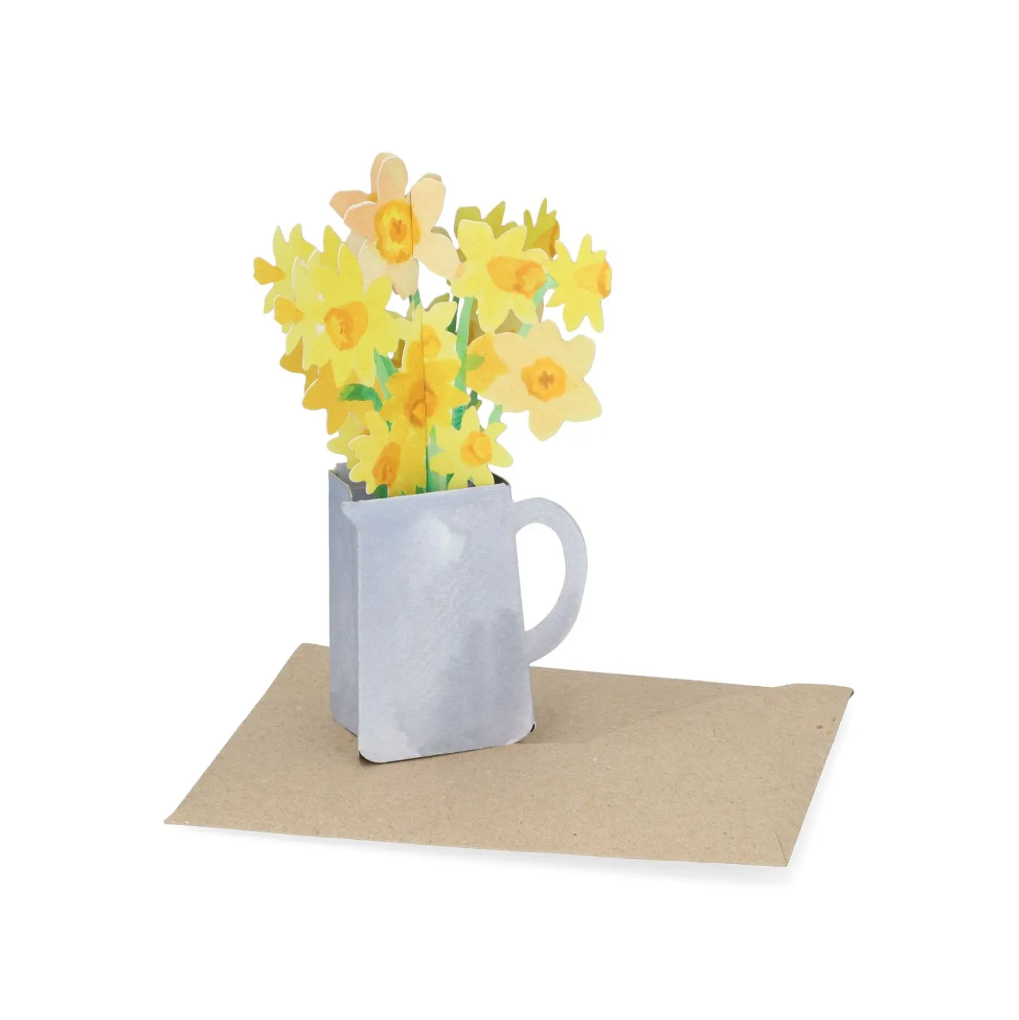 Kaart 3D met envelop, narcissen