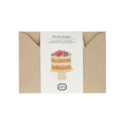 Kaart 3D met envelop, taart met fruit