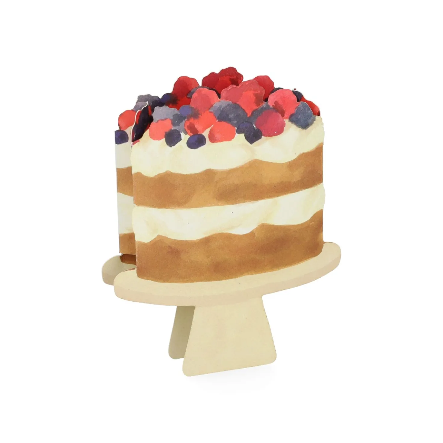 Kaart 3D met envelop, taart met fruit