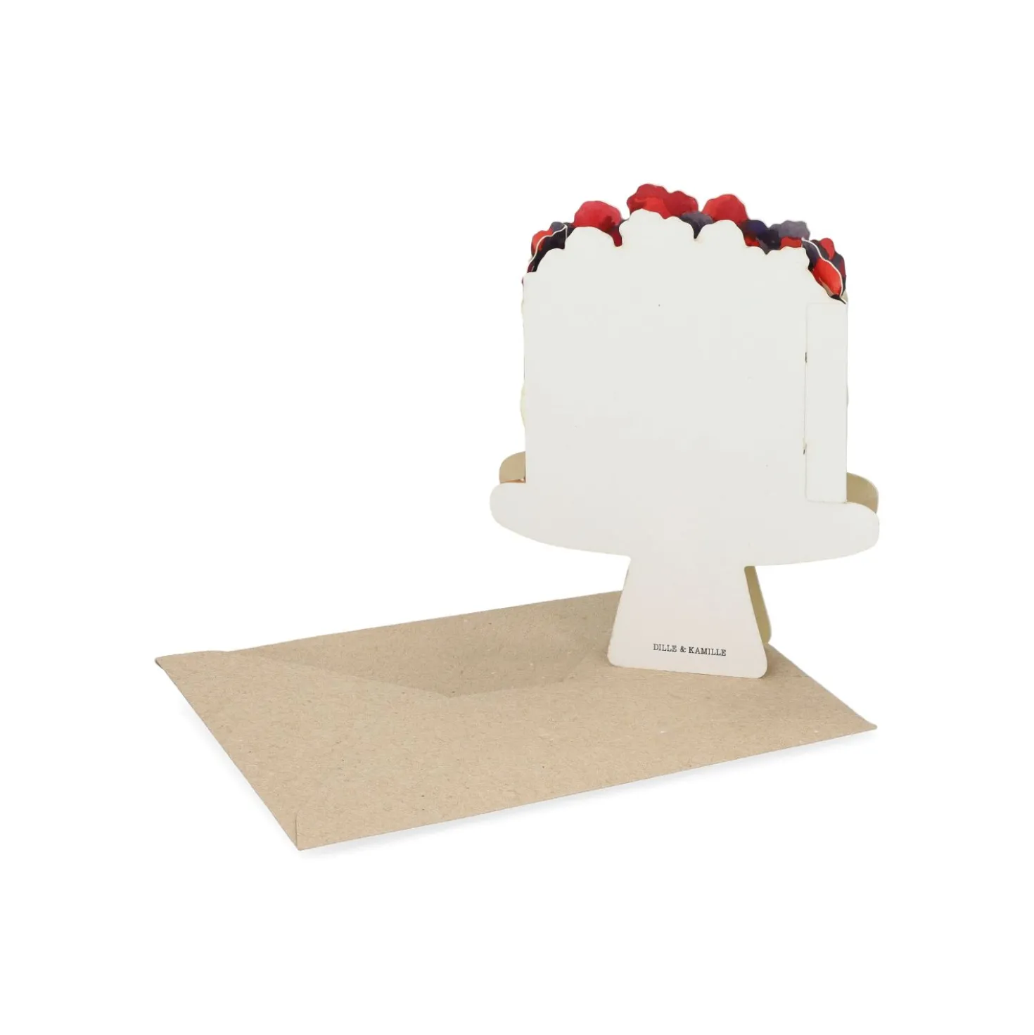 Kaart 3D met envelop, taart met fruit