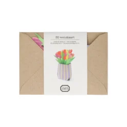 Kaart 3D met envelop, tulpen