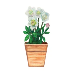 Kaart 3D met envelop, witte bloemen