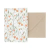 Kaart met envelop, bloemen oranje en roze