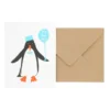 Kaart met envelop, pinguin met ballon